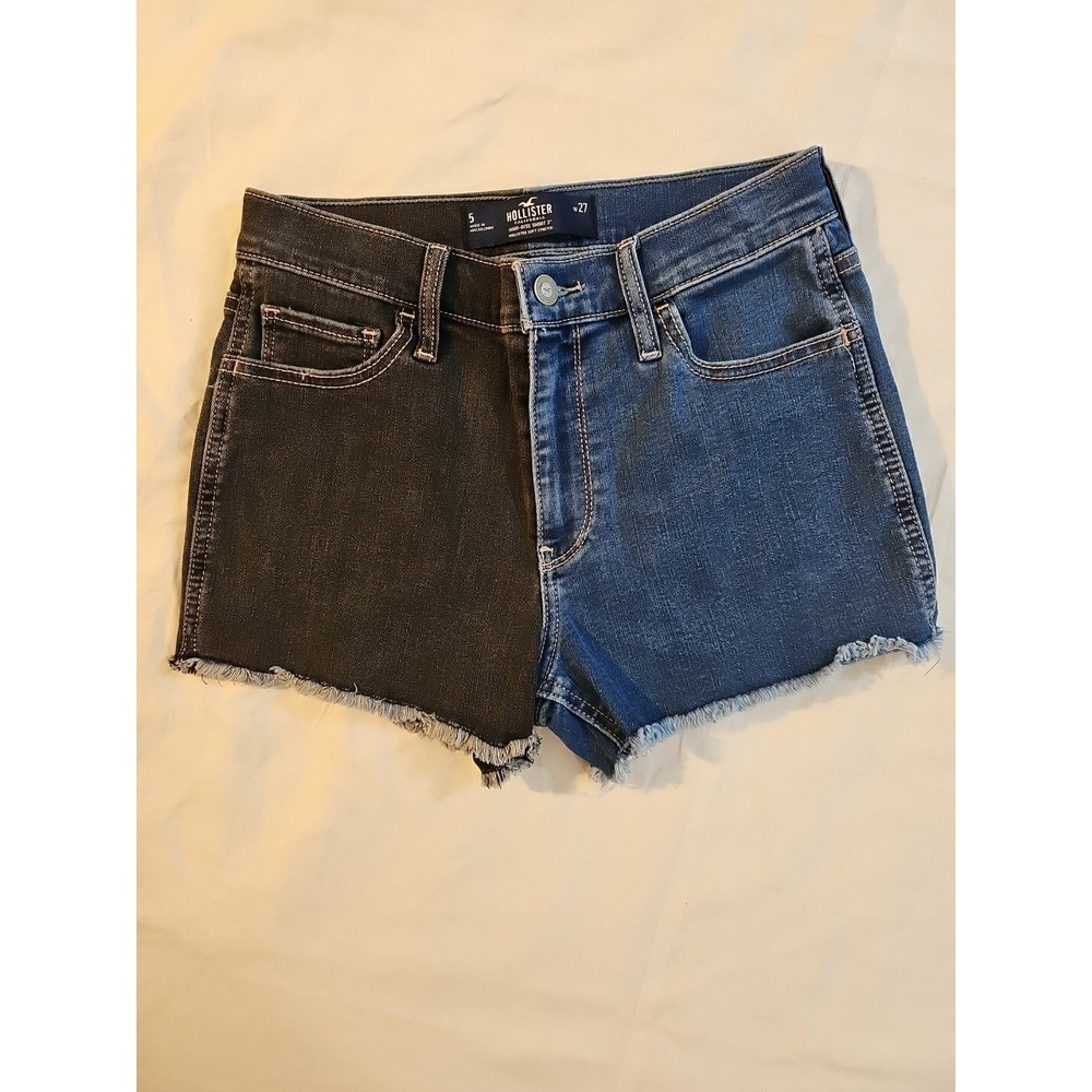 Hollister Vintage High-Rise Denim Shorts Two-tone Cut-off Jeans Size‎ 5